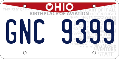 OH license plate GNC9399