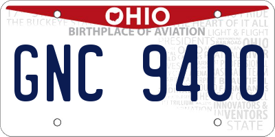OH license plate GNC9400