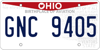 OH license plate GNC9405