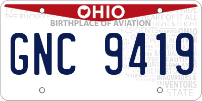 OH license plate GNC9419