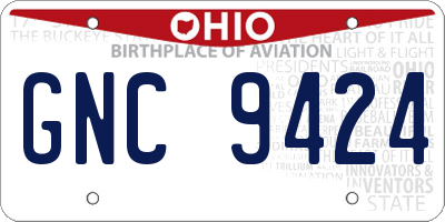 OH license plate GNC9424