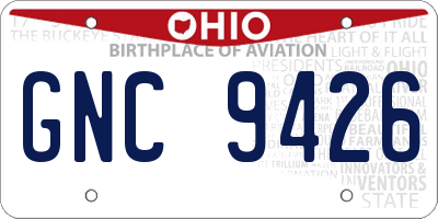 OH license plate GNC9426