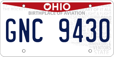 OH license plate GNC9430