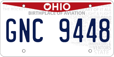 OH license plate GNC9448