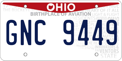 OH license plate GNC9449