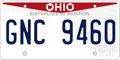 OH license plate GNC9460