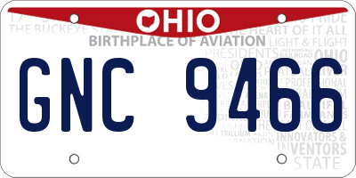 OH license plate GNC9466