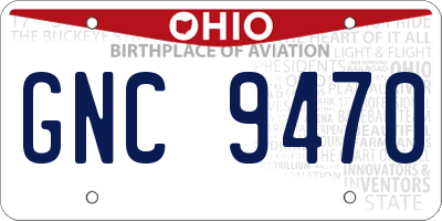 OH license plate GNC9470