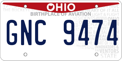 OH license plate GNC9474