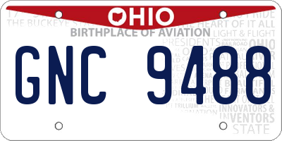 OH license plate GNC9488