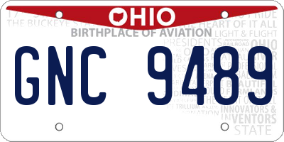 OH license plate GNC9489