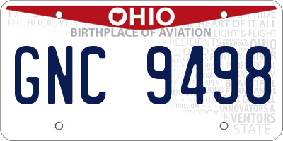 OH license plate GNC9498
