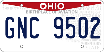 OH license plate GNC9502