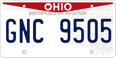 OH license plate GNC9505