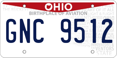 OH license plate GNC9512