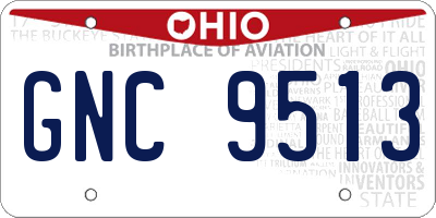 OH license plate GNC9513