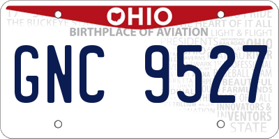 OH license plate GNC9527
