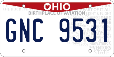 OH license plate GNC9531
