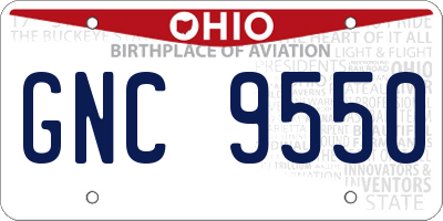 OH license plate GNC9550