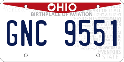 OH license plate GNC9551