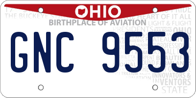 OH license plate GNC9553