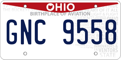 OH license plate GNC9558