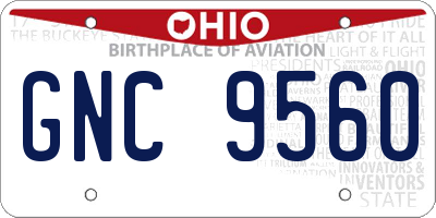 OH license plate GNC9560