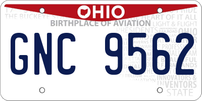 OH license plate GNC9562