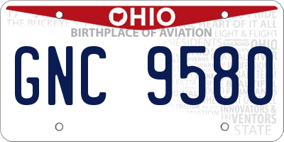 OH license plate GNC9580