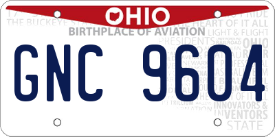 OH license plate GNC9604