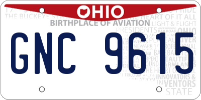 OH license plate GNC9615