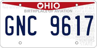 OH license plate GNC9617