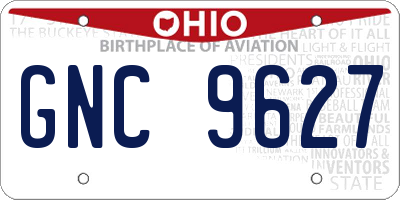 OH license plate GNC9627