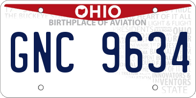 OH license plate GNC9634