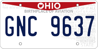 OH license plate GNC9637
