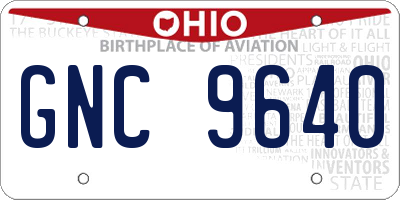 OH license plate GNC9640