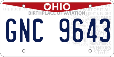 OH license plate GNC9643