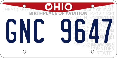 OH license plate GNC9647