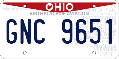 OH license plate GNC9651