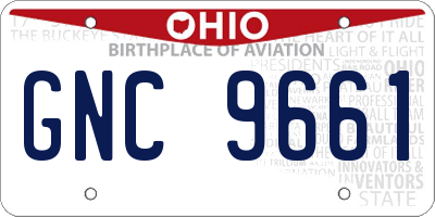 OH license plate GNC9661