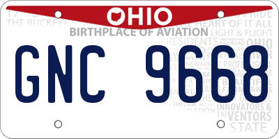 OH license plate GNC9668