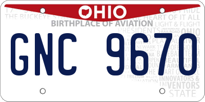 OH license plate GNC9670