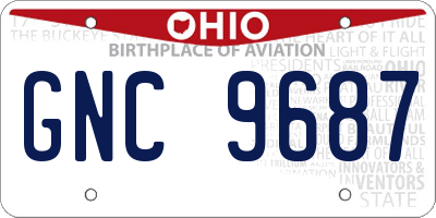 OH license plate GNC9687