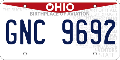 OH license plate GNC9692