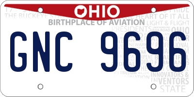 OH license plate GNC9696