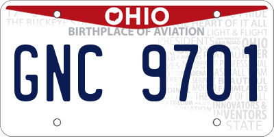 OH license plate GNC9701
