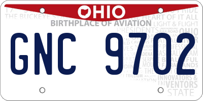 OH license plate GNC9702