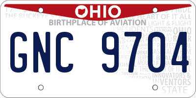 OH license plate GNC9704