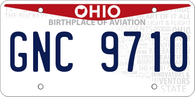 OH license plate GNC9710