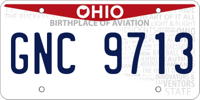 OH license plate GNC9713